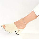 Sterling Silver Round Link Hanging Rhombus Anklet